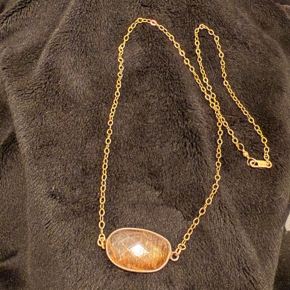 Oval Quartz Necklace Set in 14K Gold - Picture 3 of 4